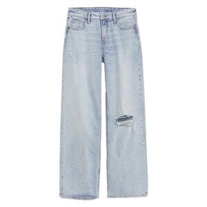 Old Navy Womens Plus 18 Mid Rise Ripped Wide Leg Jeans Miley Distressed Denim